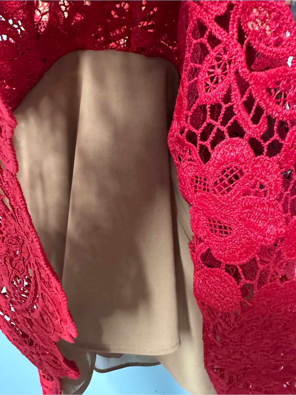 Self-Portrait Red Floral Lace Mini Dress - Picture 6 of 8